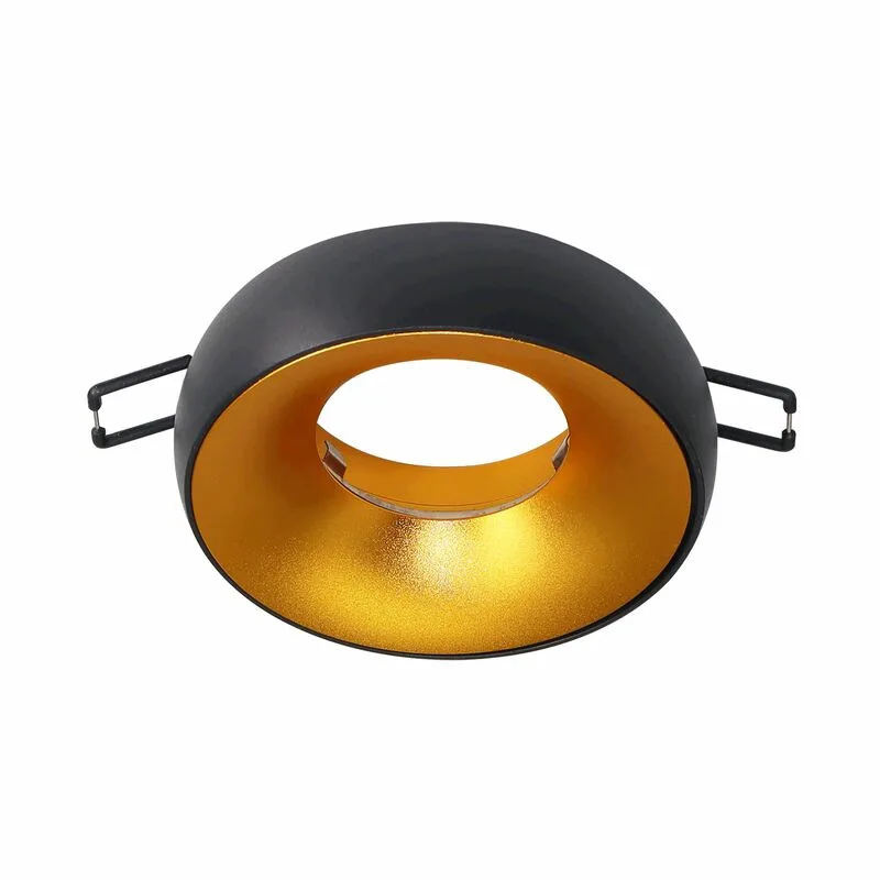 169a93d840710c00c117aaa0e4e6b0b0 Ozdobný rám DORADO R na žiarovku, okrúhly, GU10 max 50W, čierno-zlatý – Obrázok 1