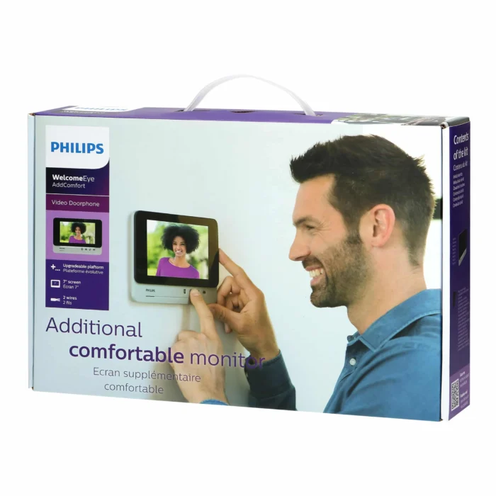 Predinštalovanie monitora Philips WelcomeEye AddComfort Séria WelcomeEye, 7" obrazový box, uzamykanie dverí, interkom – Obrázok 2