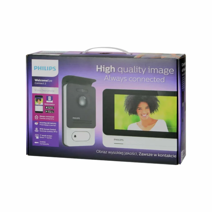 Philips WelcomeEye Connect 2, podpora videa, hlasité, LCD 7", dotyková obrazovka, OSD menu, WI-FI + pre-smartfónové aplikácie, správa prehliadača, RFID – Obrázok 2