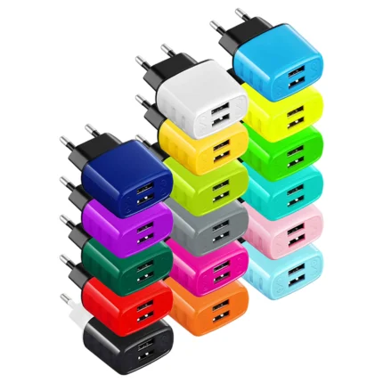 EXC CUTE Mobilná sieťová nabíjačka, 2xUSB, 2,4A, mix fareb