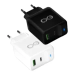 EXC Mobilná sieťová nabíjačka LGHT, USB+PD, 20W, mix farieb