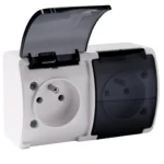 Dvojzásuvka 2x2P+E AQUATIC IP44 biela+dymová podšívka, 10 kníh
