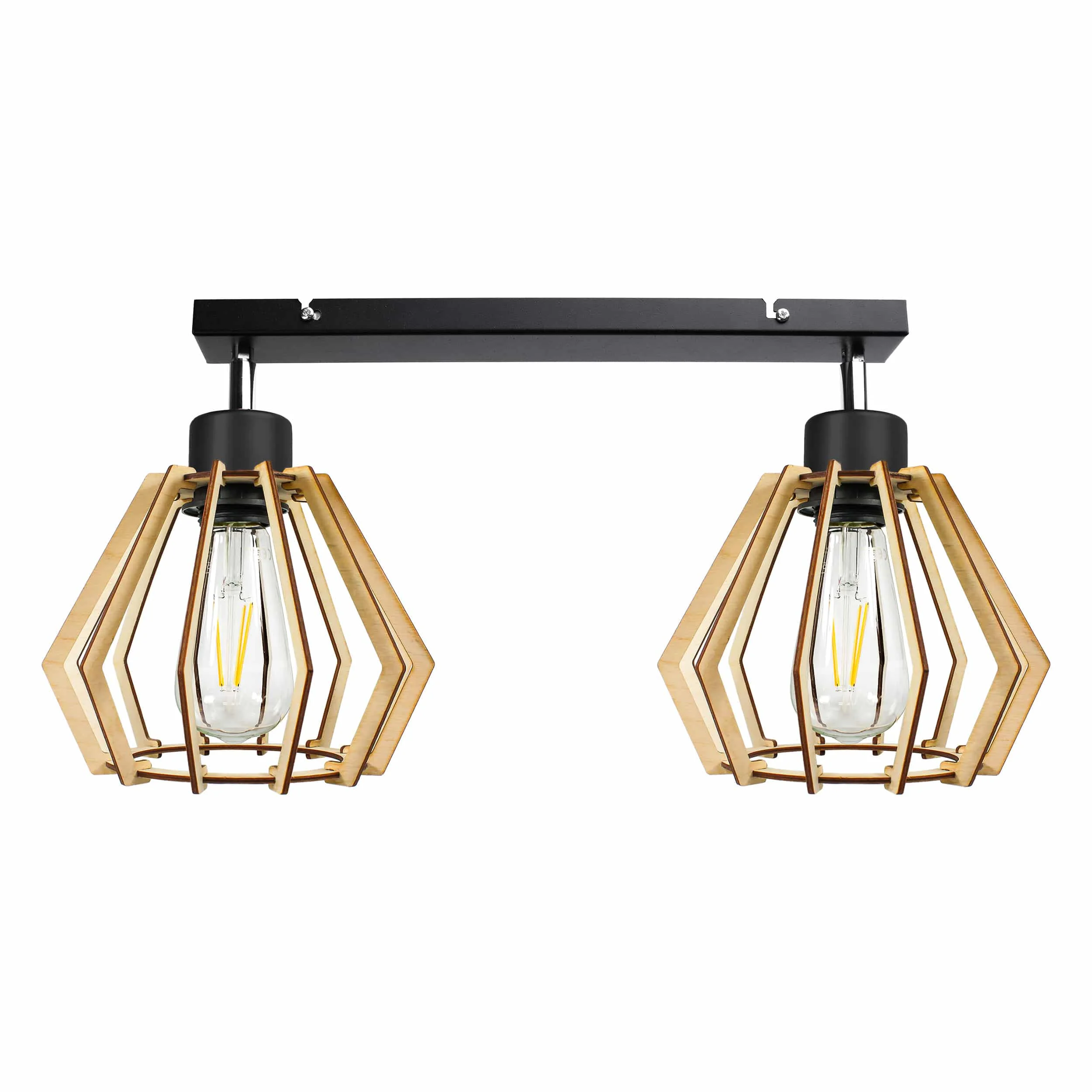 SOLIN wall and ceiling lamp ADVITI Nastenné a stropné svietidlo SOLIN, max. výkon 2x60W, E27, čierna, drevo – Obrázok 1