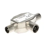 TV T-connector socket / 2x plug, metal