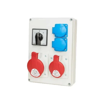 Distribution boxes  1x16A/5P, 1x32A/5P, 2x230V, TVM 21, IP44, switch. L-0-P