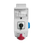 Distribution box 1x16A 5p,1x250V, switch board behind transparent cover, central switch 0-1