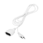 Predlžovací kábel s 1 plochou zásuvkou 1x2P a sieťovou sieťkou. PVC kábel H03VV-F 2x0,75mm², 230VAC, dĺžka 3m