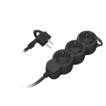 Extension sockets 3x 2P+E (Schuko), with a 1.5m cord H05VV-F 3x1.0mm², flat plug, black