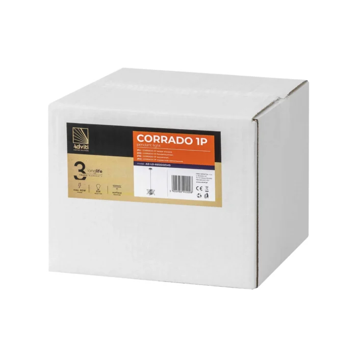 ADVITI CORRADO 1P, závesné svietidlo, E14 max. 40W, chróm – Obrázok 2