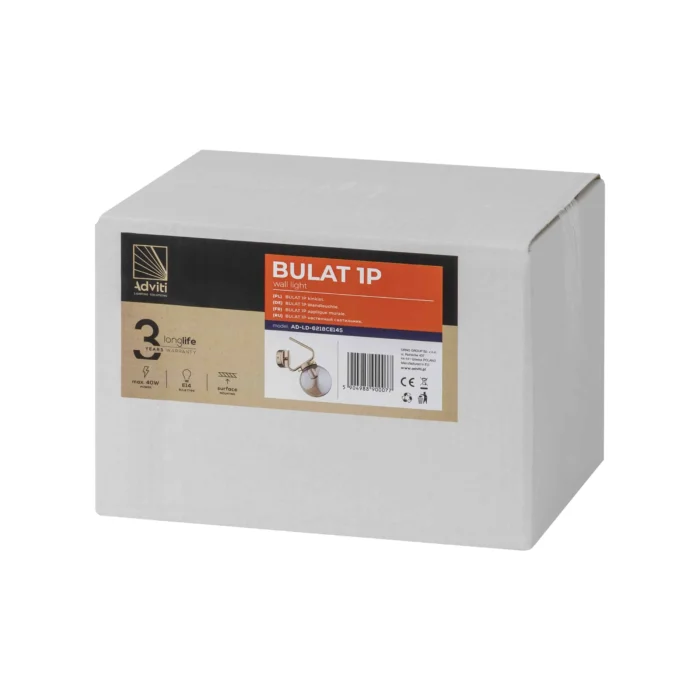 ADVITI BULAT 1P, trvanlivosť, E14 max. 40W, zlatá – Obrázok 2