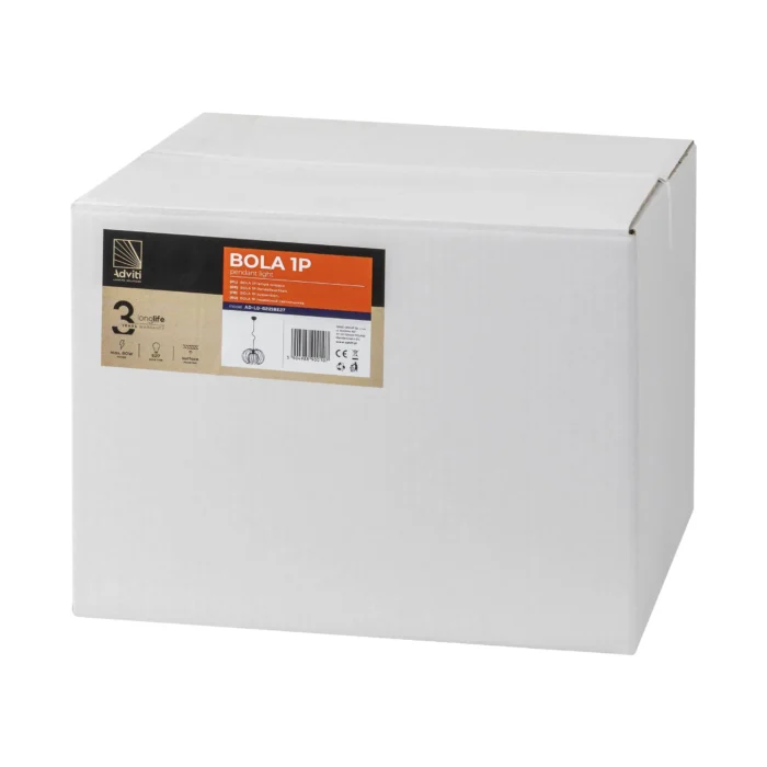 ADVITI BOLA 1P, závesné svietidlo, E27 max. 60W, čierny – Obrázok 2
