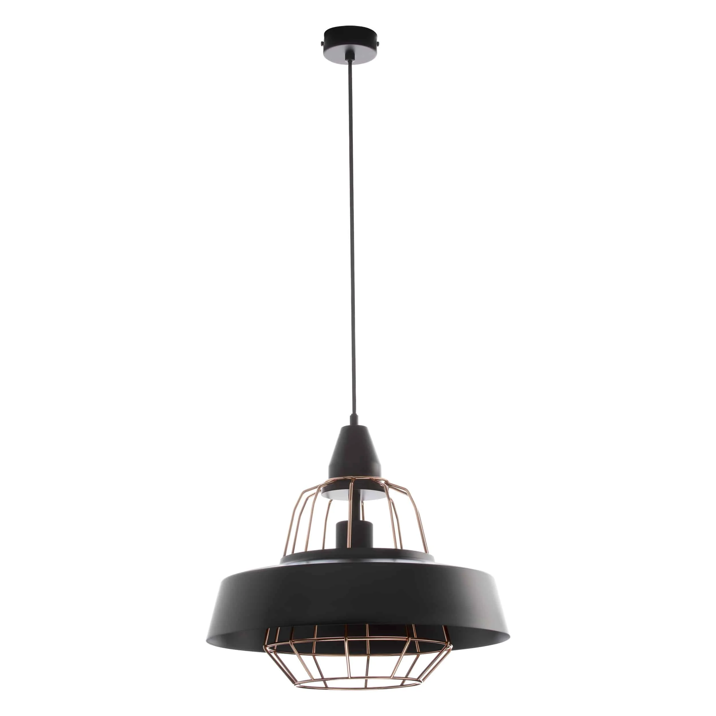 ROCCO 1P ADVITI ROCCO 1P, závesné svietidlo, E27 max. 60W, čierna, medená – Obrázok 1