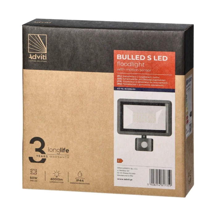 ADVITI BULLED S 50W Pohybový reflektor, 4000lm, IP44, 4000K, sklo + sklo – Obrázok 2