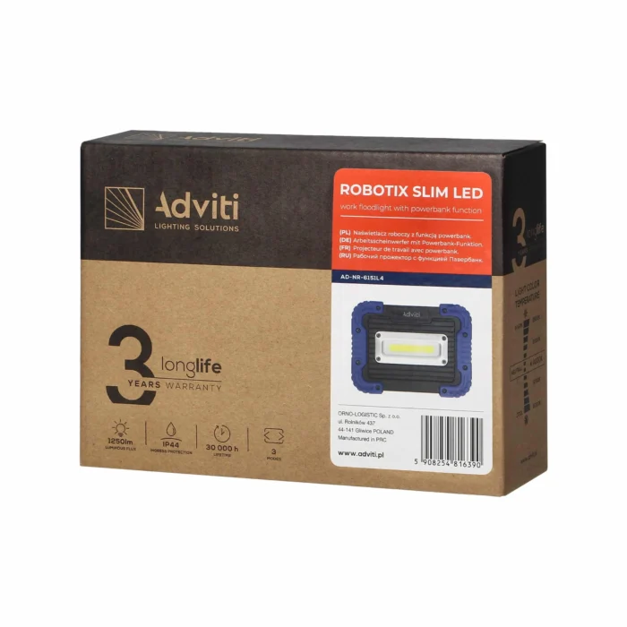 ADVITI Pracovisko ROBOTIX SLIM LED s USB dobíjacie, 20W Li-Ion 4400mAh, 1250lm – Obrázok 2