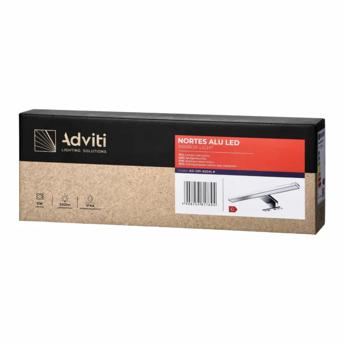 ADVITI NORTES LED 5W, žiarivka, 320lm, 4000K, dĺžka 30 cm, hliník, strieborná – Obrázok 2