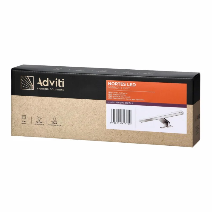 ADVITI NORTES LED 5W, žiarivka, 320lm, 4000K, dĺžka 30 cm, plast, streborn – Obrázok 2