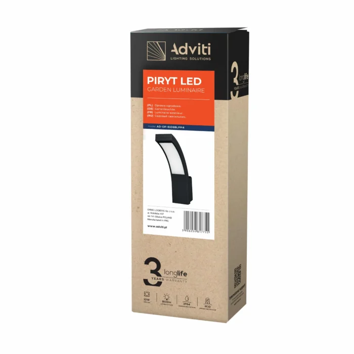 ADVITI PYRYT LED 10W, svietidlo 800lm, IP54, 4000K, čierne. – Obrázok 2