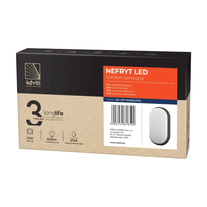 ADVITI NEFRYT LED svietidlo, 10W, 800lm, IP54, 4000K, čiernene – Obrázok 2