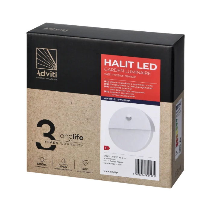 ADVITI HALIT LED osvetlenie 10W s Pohybový svetlo 140°, 600lm, IP65, 4000K, IK10, biele – Obrázok 2