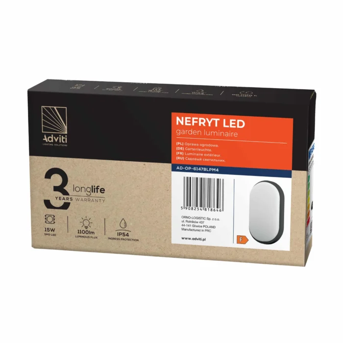 ADVITI NEFRYT LED 15W, záhradné svetlo, 1100lm, IP54, 4000K, čierne – Obrázok 2