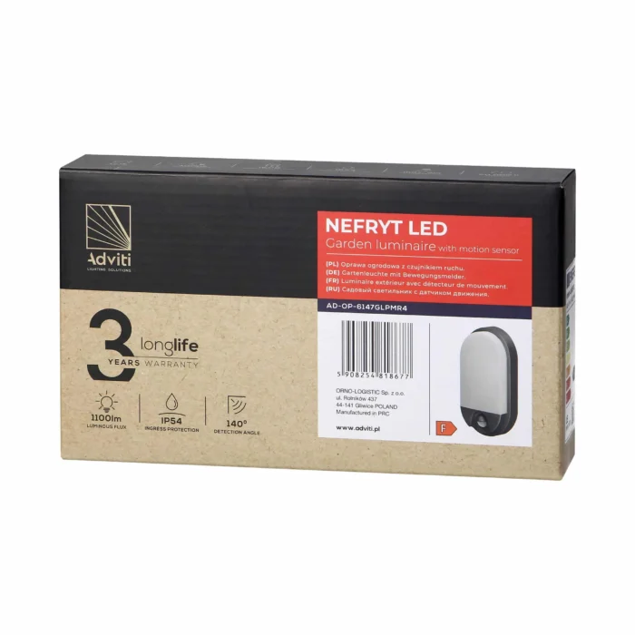 ADVITI NEFRYT LED 15W, záhradné svietidlo s pohybovým senzorom, 1100lm, IP54, 4000K, sivá – Obrázok 2