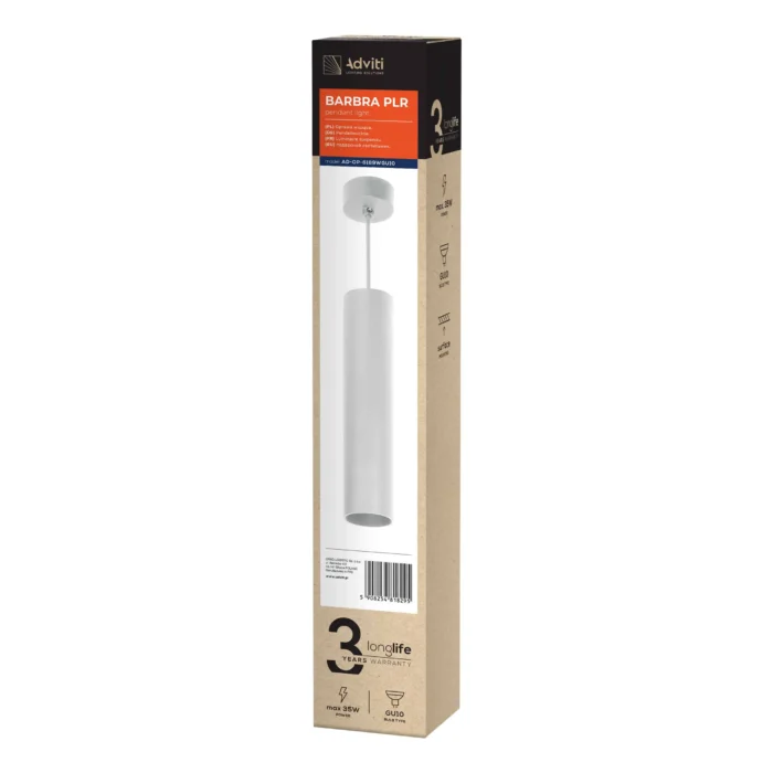 ADVITI Závesné svietidlo BARBRA PLR GU10, max. 35W, IP20, okrúhly, biely, hliník – Obrázok 2