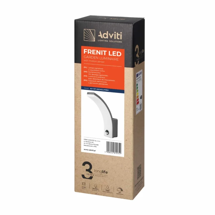 ADVITI FRENIT LED 20W, záhradné svietidlo s pohybovým senzorom, 2000lm, IP65, 4000K, stmievač, sivá – Obrázok 2