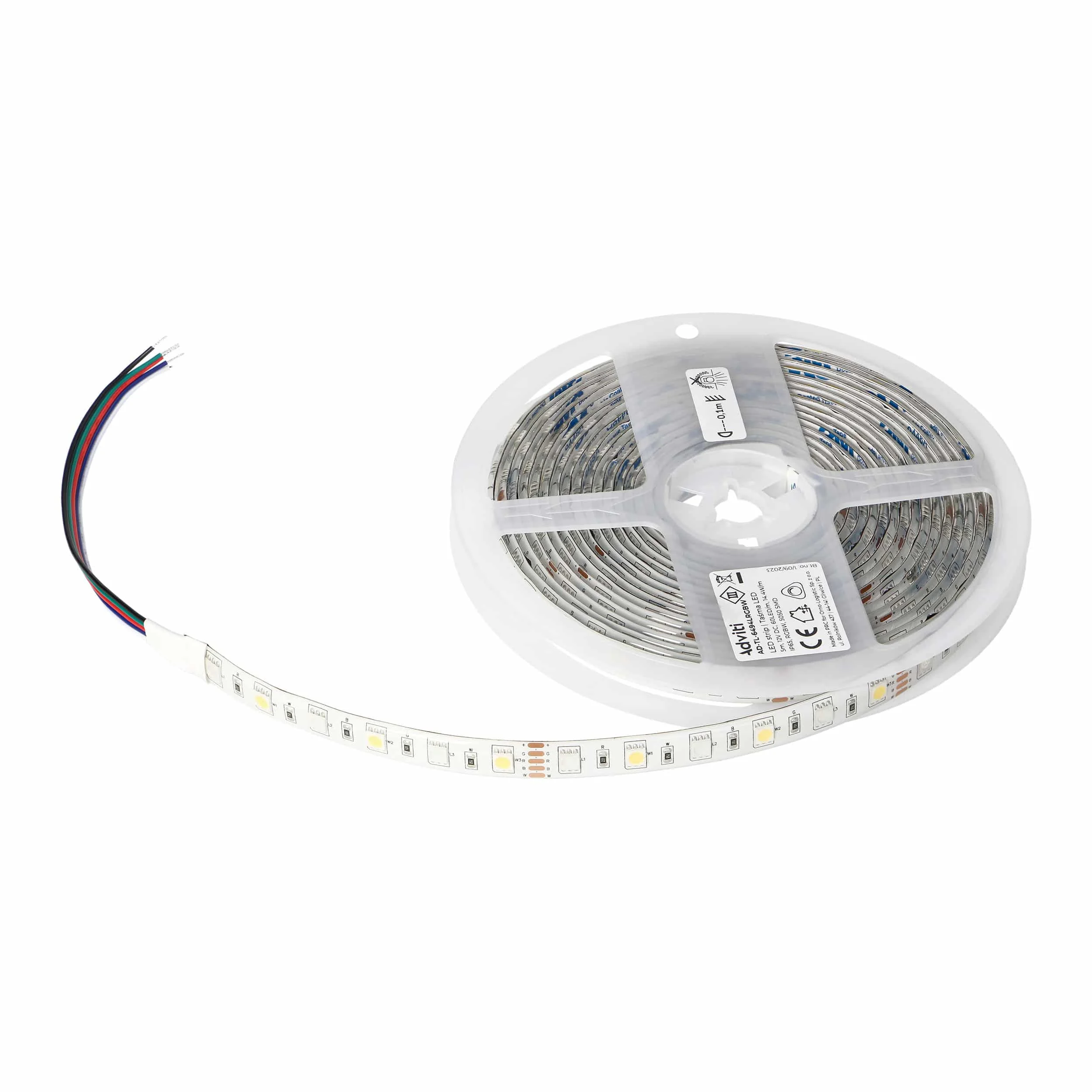 ADVITI LED pásik 12V ADVITI LED pásik 12V, čipset Samsung 5050, 60L/m, 14,4W/m, IP65, RGBW, 5m – Obrázok 1