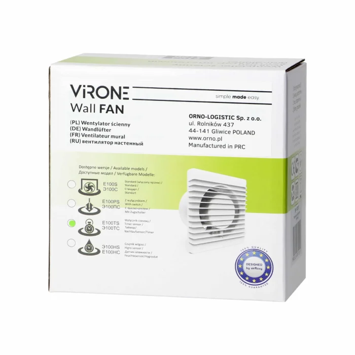 Kúpeľňový ventilátor 100mm, povrchová montáž -s časovačom – Obrázok 2