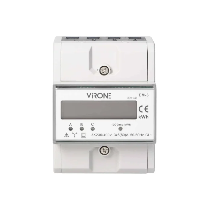 Trojfázový elektromer, 80A, 4,3 modulov, DIN TH-35mm – Obrázok 3