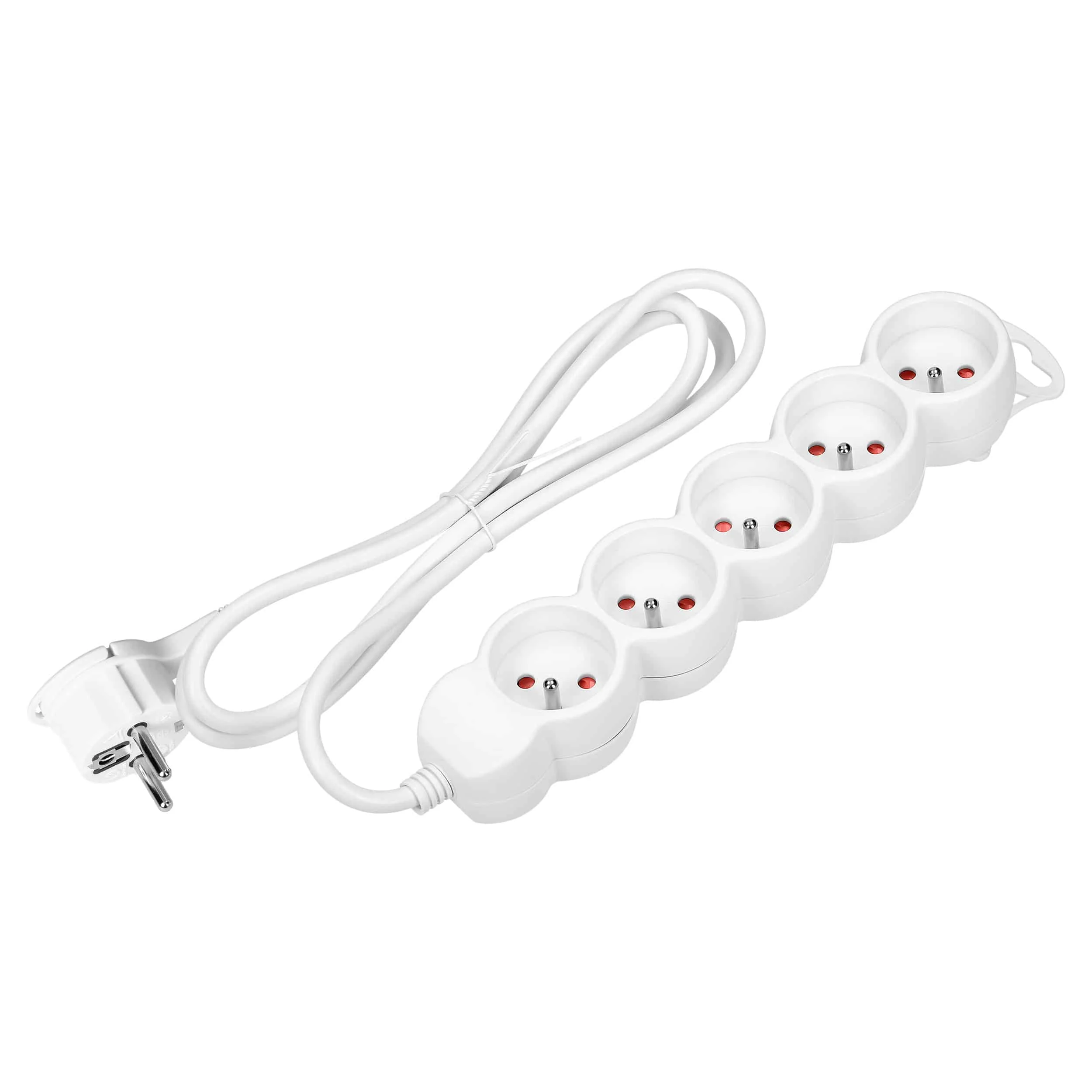 Zásuvky predlžovacie 5x 2P+E Zásuvky predlžovacie 5x 2P+E, 3m H05VV-F 1x1,5mm2, Imax=16A, biele – Obrázok 1