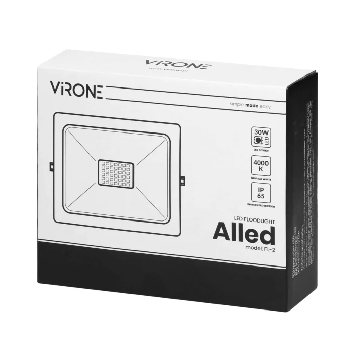 ALLLED LED reflektor 30W, 2300lm, IP65, 4000K, Alu+sklo – Obrázok 2