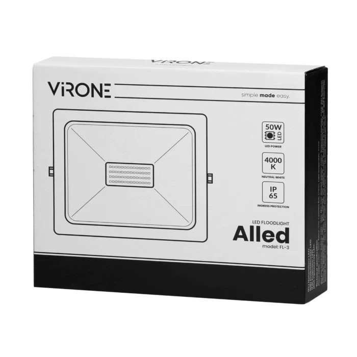 ALLLED LED reflektor 50W, 3700lm, IP65, 4000K, Alu+sklo – Obrázok 2