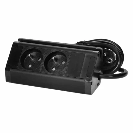 Nábytková zásuvka s držiakom telefónu VIRONE FS-12/B, 2x2P+Z s káblom, IP44, 230V~, 50Hz
