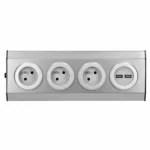 Zásuvka nábytková rohová VIRONE FS-3 3x2P+Z, 2xUSB INOX – Obrázok 4