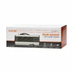 Zásuvka nábytková na kábel VIRONE FS-5 3x2P+Z 2xUSB 1,8m,skoby, čierna/INOX – Obrázok 2