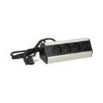 Zásuvka nábytková na kábel VIRONE FS-5 3x2P+Z 2xUSB 1,8m,skoby, čierna/INOX – Obrázok 5
