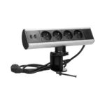 Nábytková zásuvka na stôl FS-8 4x2P+Z, 2xUSB, kábel 1,8m, 230V~, čierna – Obrázok 3