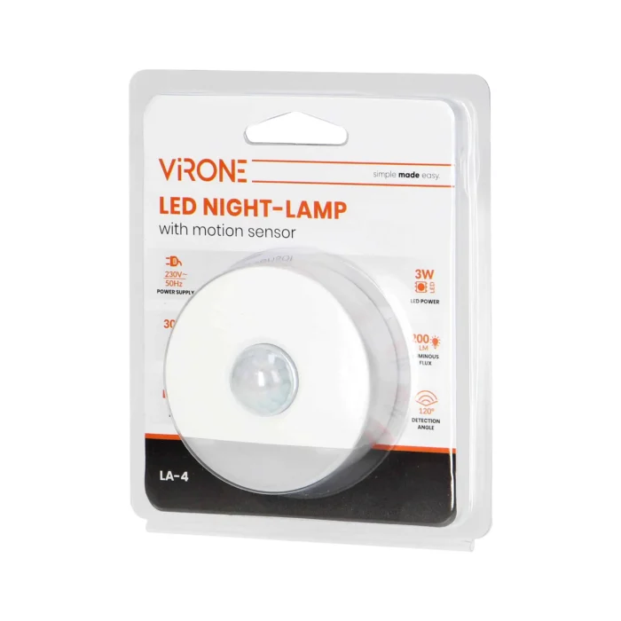 LED nočné svietidlo Virone LA-4 0,2W/3W 200lm + SENZOR POHYBU – Obrázok 2