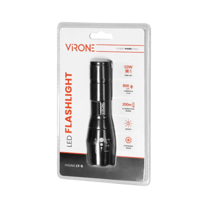 LED CREE 10W zoom batéria, 800lm, 3x AAA, tenké sklo – Obrázok 2