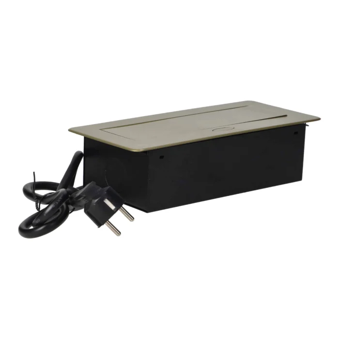 Zapustené nabytkové zásuvky v opláštenom doskami, USB konektor a kábel 1,5 m, 2x2P+E, 2xUSB, mosadzná farba – Obrázok 5