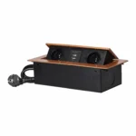 Zapustené nábytkové zásuvky so zakrytými doskami, kábel USB, kábel 1,5 m, 2x2P+E, 2xUSB, zlatá
