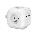 Predlžovacie zásuvky 4x 2P+E, 2xUSB nabíjačky, 1,4m H05VV-F 3x1mm2, biela