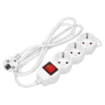 Extension sockets 3x 2P+E (Schuko), with a central switch and a cord 1.5m long H05VV-F 3x1.0mm², white