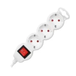 Extension sockets 3x 2P+E (schuko), with a central switch and a cord 5m long H05VV-F 3x1.0mm², white – Obrázok 3