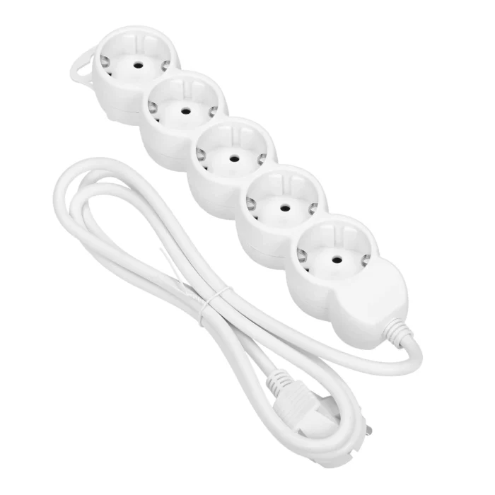 Extension sockets 5x 2P+E (Schuko), with a 3m cord H05VV-F 3x1.0mm², white – Obrázok 2