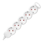 Extension sockets 5x 2P+E (Schuko), with a 3m cord H05VV-F 3x1.0mm², white – Obrázok 3