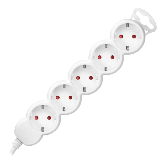 Extension sockets 5x 2P+E (Schuko), with a 3m cord H05VV-F 3x1.0mm², white – Obrázok 3