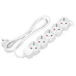 Extension sockets 5x 2P+E (Schuko), with a 5m cord H05VV-F 3x1.0mm², white