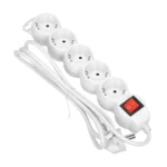 Extension sockets 5x 2P+E (schuko), with a central switch and a cord 1,5m long H05VV-F 3x1.0mm², white – Obrázok 2